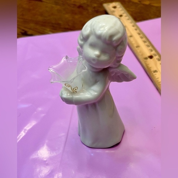 Schmid Bros Porcelain Angel Holding vase etched in gold Christmas Holiday Gift - Picture 10 of 12